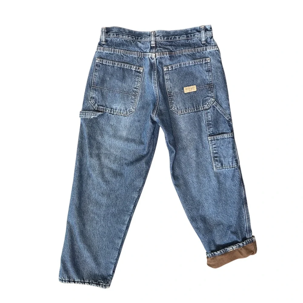 Wrangler Carpenter Jeans Fleece Lined Blue Denim Workwear Style Pants Size 29x30